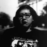 Black and white portrait of Yolie Contreras
