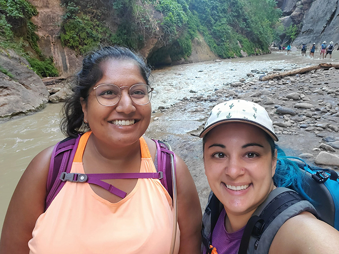 Rakhi and Rehana on a hike