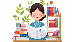 Illustration of someone reading Vu's book