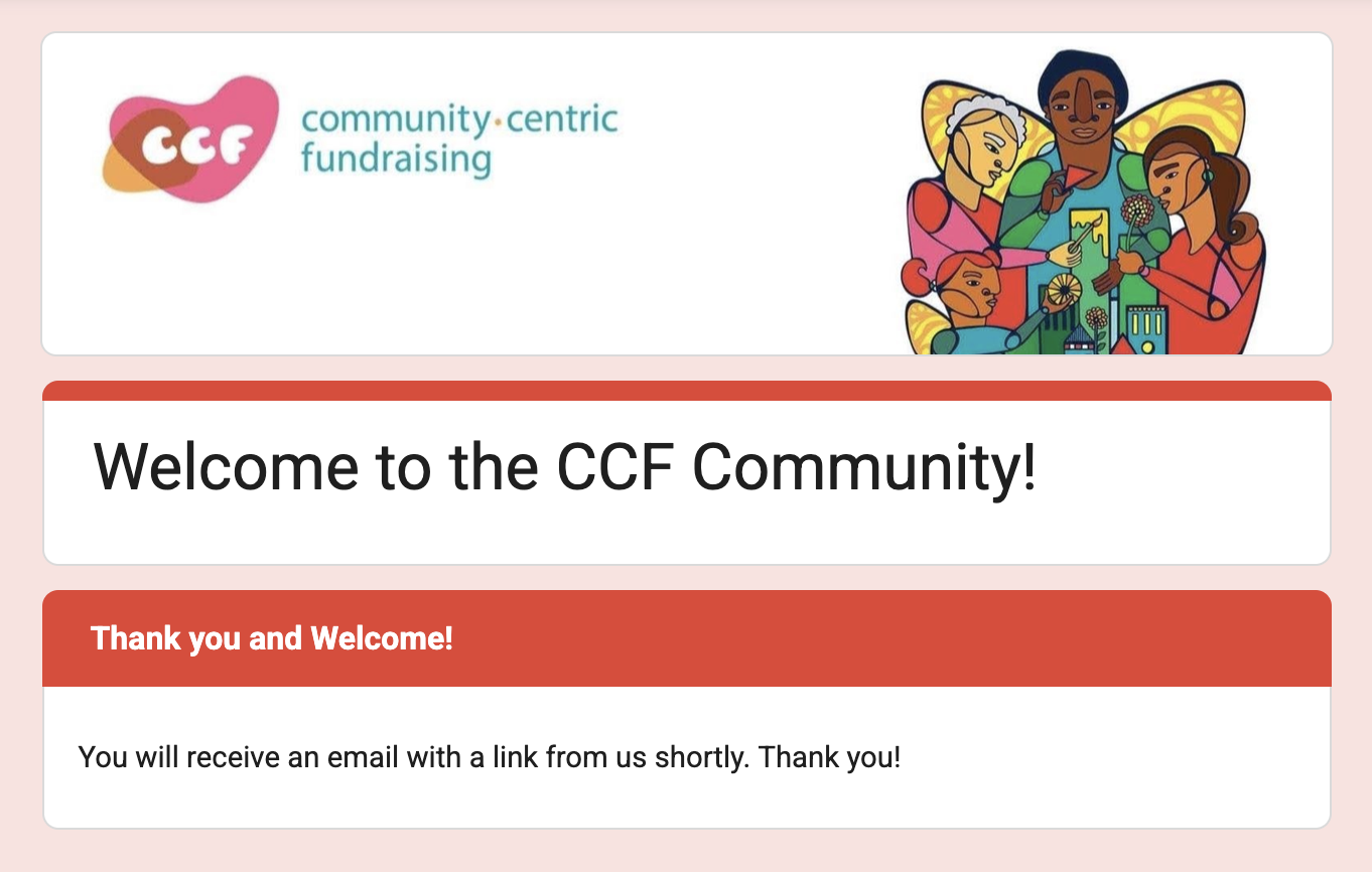 Image is the Thank you message you should receive, which says Thank you and Welcome! You will receive an email with a link from us shortly. Thank you!
